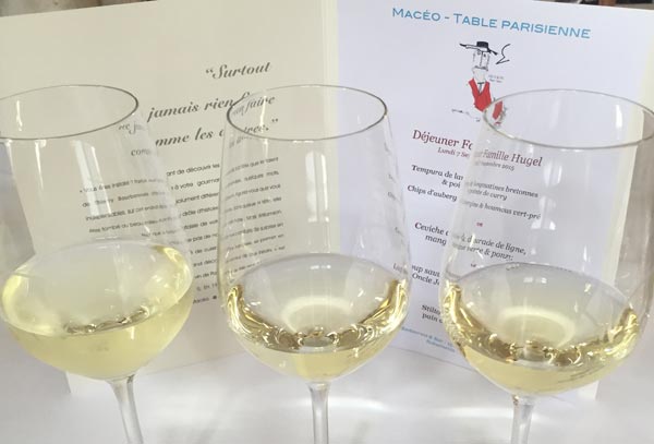 Diner des vins Famille Hugel au Macéo à Paris