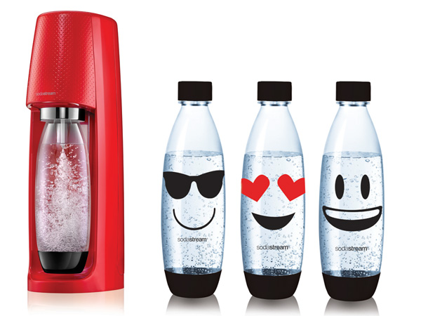 Sodastream Spirit Rouge et les bouteilles emoji