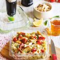 Salade de semoule, poulet, légumes et pesto pour batch cooking